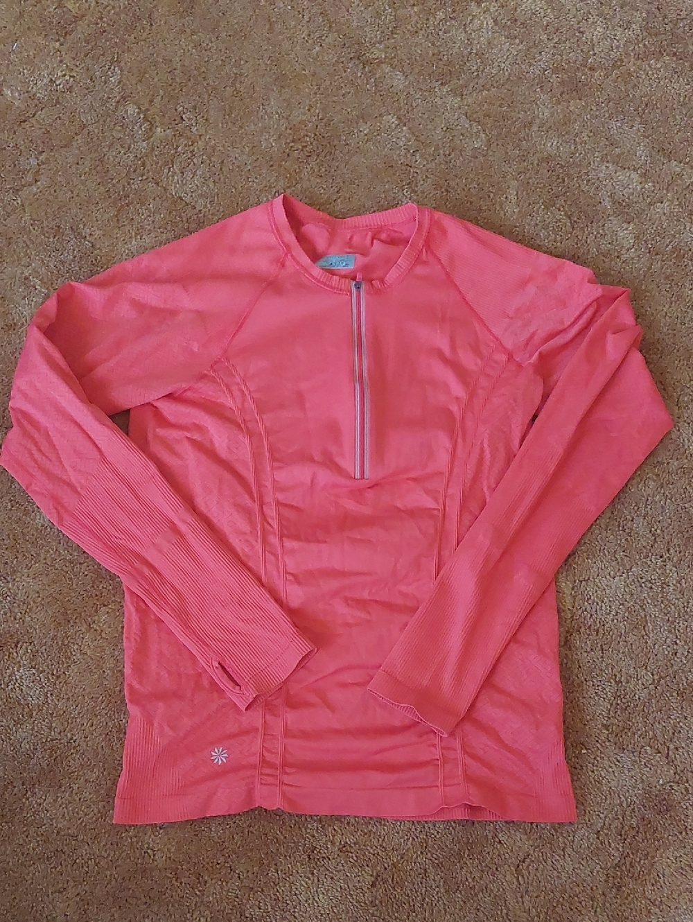Athleta Coral/Hot Pink Quarter-Zip Pullover Athletic Shirt